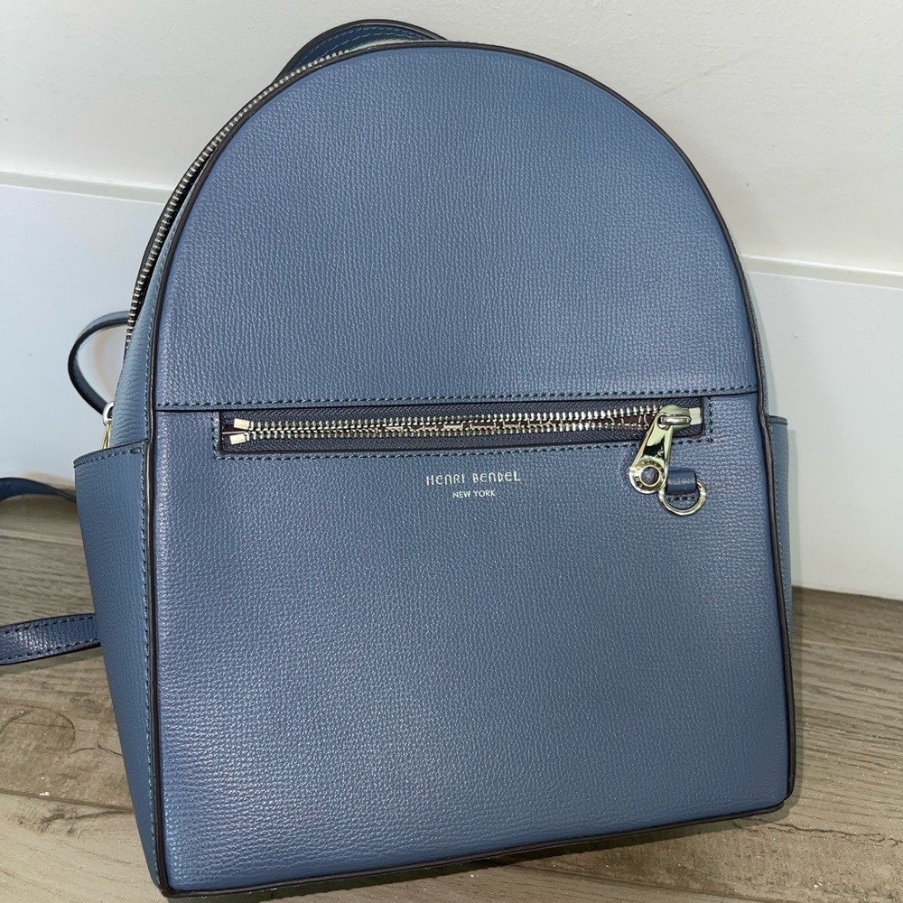Henri Bendel West 57th leather backpack in Grisaille (blue)